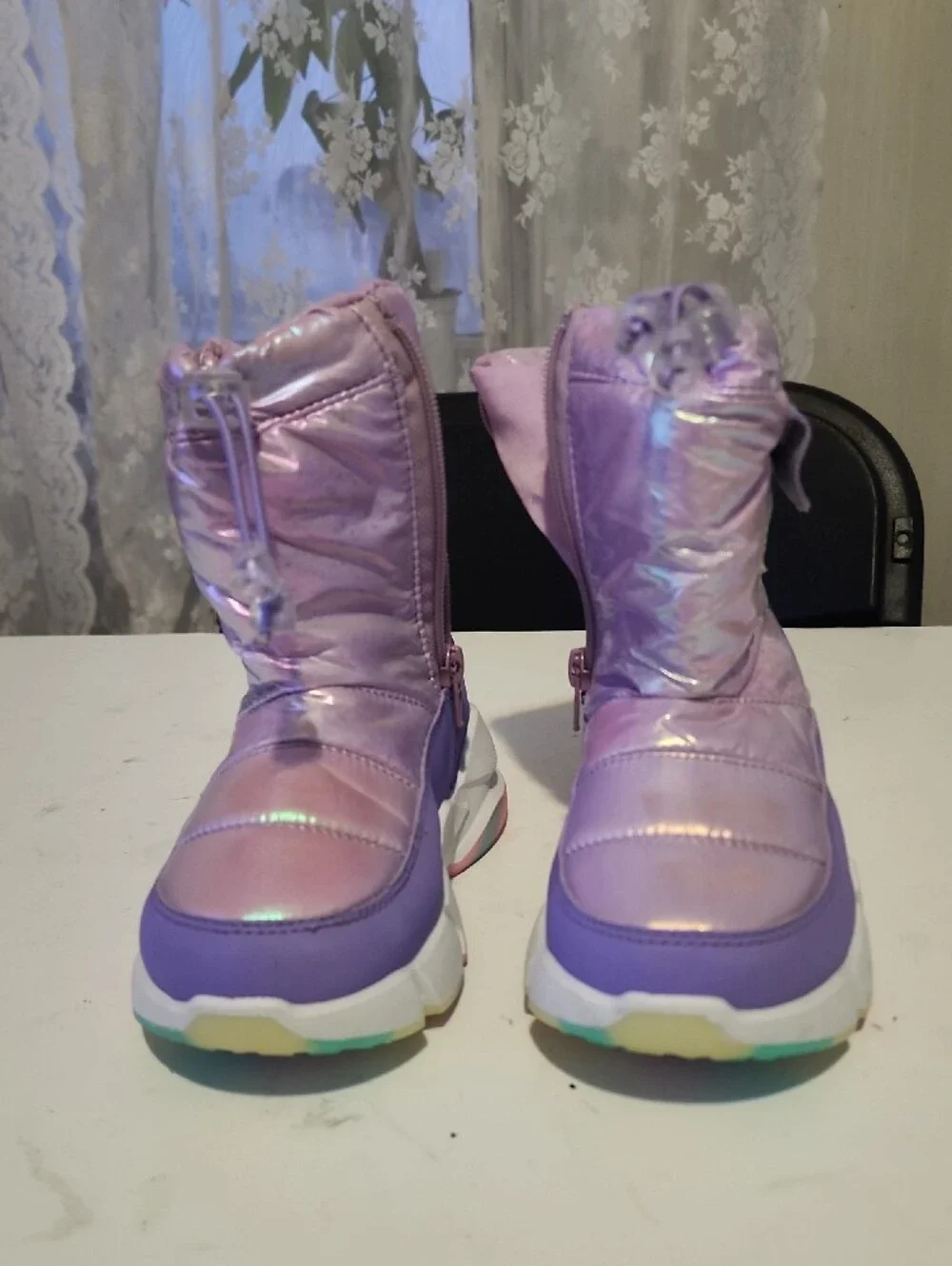 Kids Iridescent Purple Snow Boots
